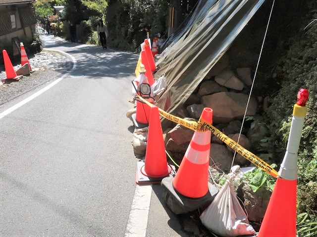 崩壊した石垣